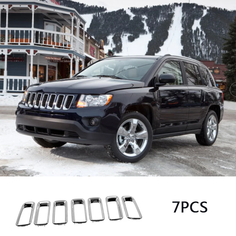 7pcs Grille Trim Grill Chrome For Jeep Compass 2011-2016 CH1210111 68109865AA