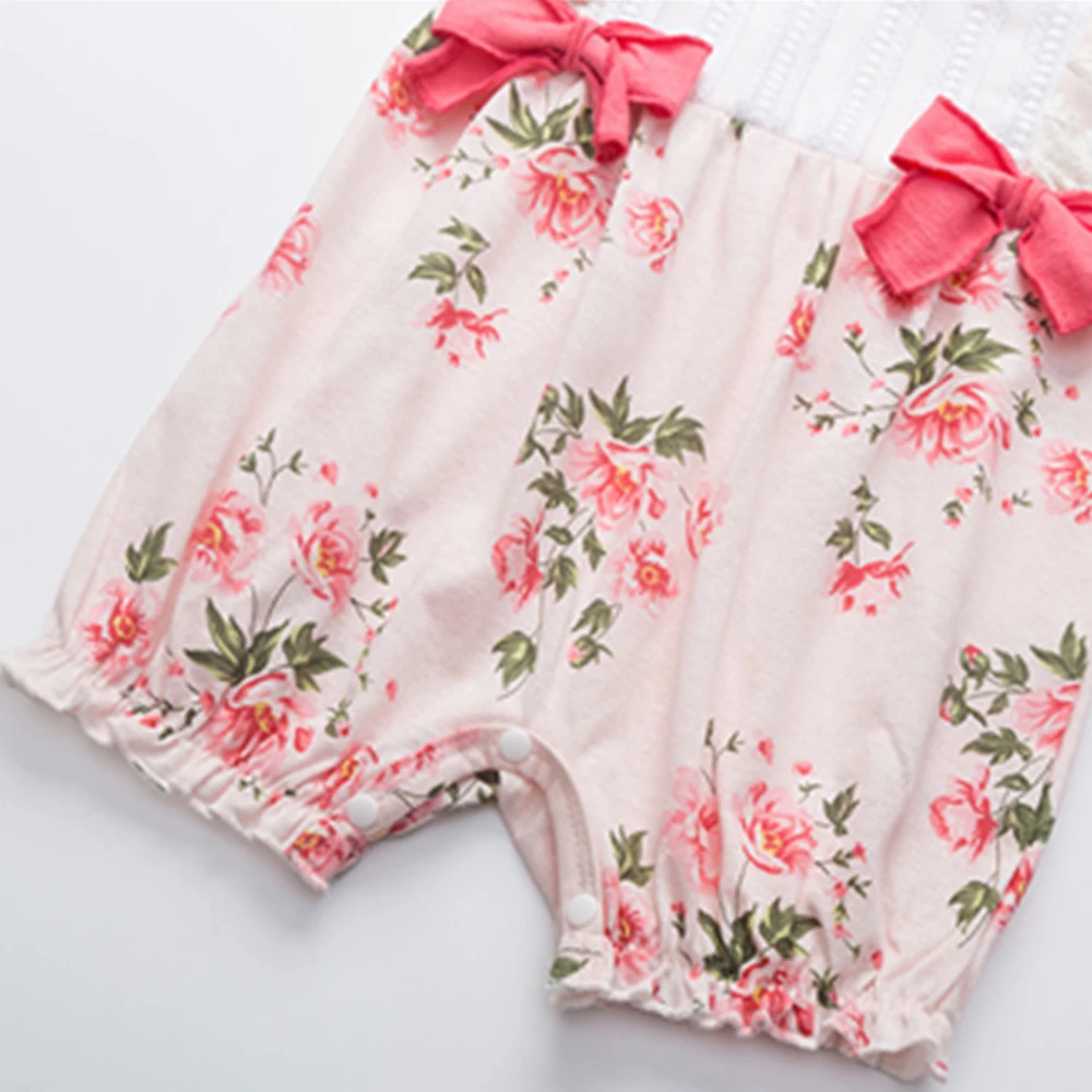 Комбинезон для новорожденных девочек с цветочным кружевом без рукавов милый