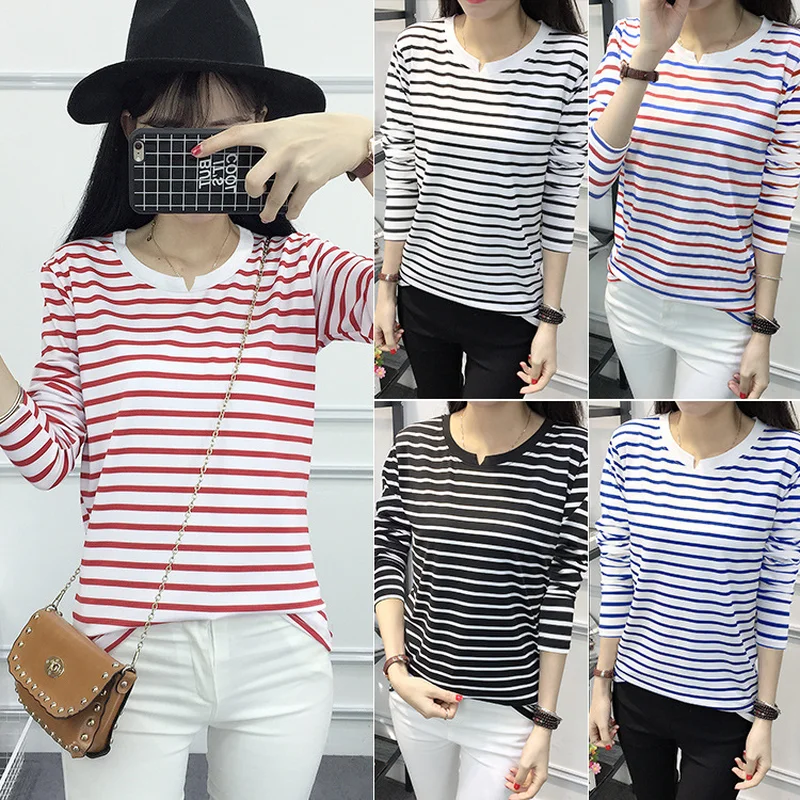 Базовая футболка с длинным рукавом женские топы Повседневная в стандартную