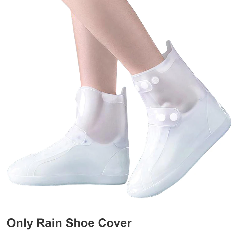 

1pair Men Women Ankle High Indoor Outdoor Reusable Waterproof Non Slip PVC Rain Shoe Cover Foldable Portable Cleaning Washable