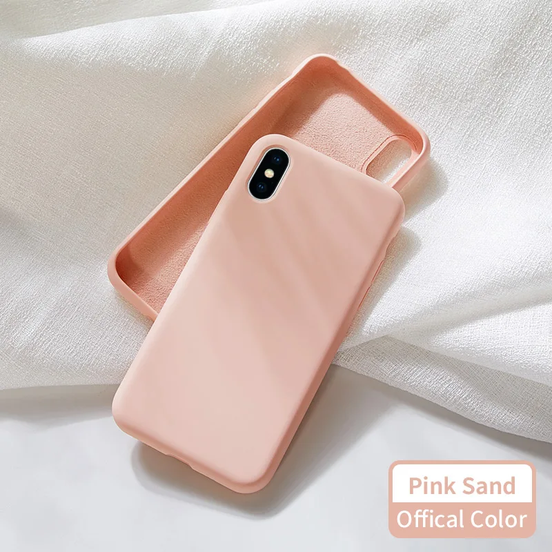 Pink Sand Чехол ASINA для iPhone 8, 7, 6, жидкий силиконовый чехол, однотонный Прозрачный бампер для iPhone 8, 7, 6 Plus, X, Xs, Max, XR, Coque Capa - Цвет: Pink Sand