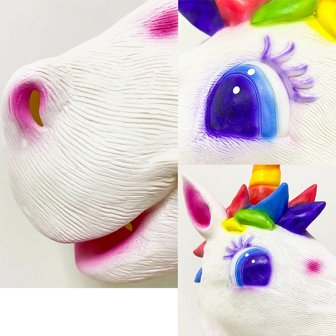 Латексная маска в виде животного радуга единорог лошадь голова Хэллоуин костюм