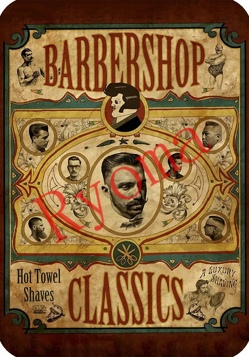 Hot Retro hairstyle design Hairdresser Tattoos Patterned Posters Kraft paper Wall Stickers Barber shop living room decoration | Дом и сад