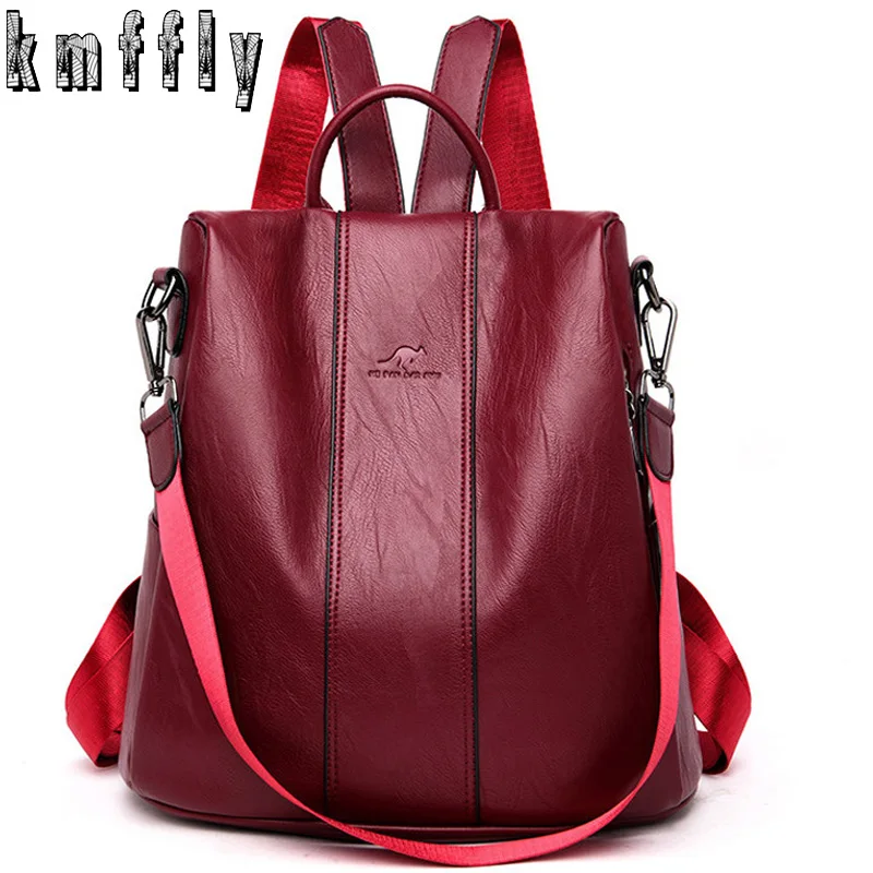 

Women PU Leather Backpacks Bags For Girls Waterproof Anti-Theft Female Shoulder Bag Multifunction Traveling Backpack Mochilas
