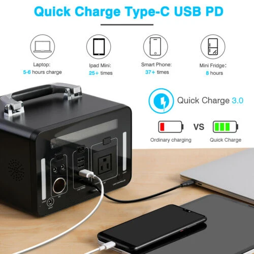 Portable 500Wh Solar Power Generator Energy Storage USB Charger Station Inverter Fanless AC 110V 220V 135200MAH | Автомобили и