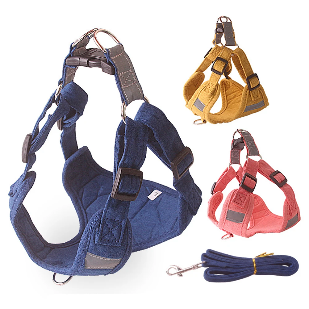 

Reflective Pet Traction Rope Bulldog Chest Back Strap Breathable Dog Harness And Leash Set Puppy Cat Outdoor Walking Leash Vest