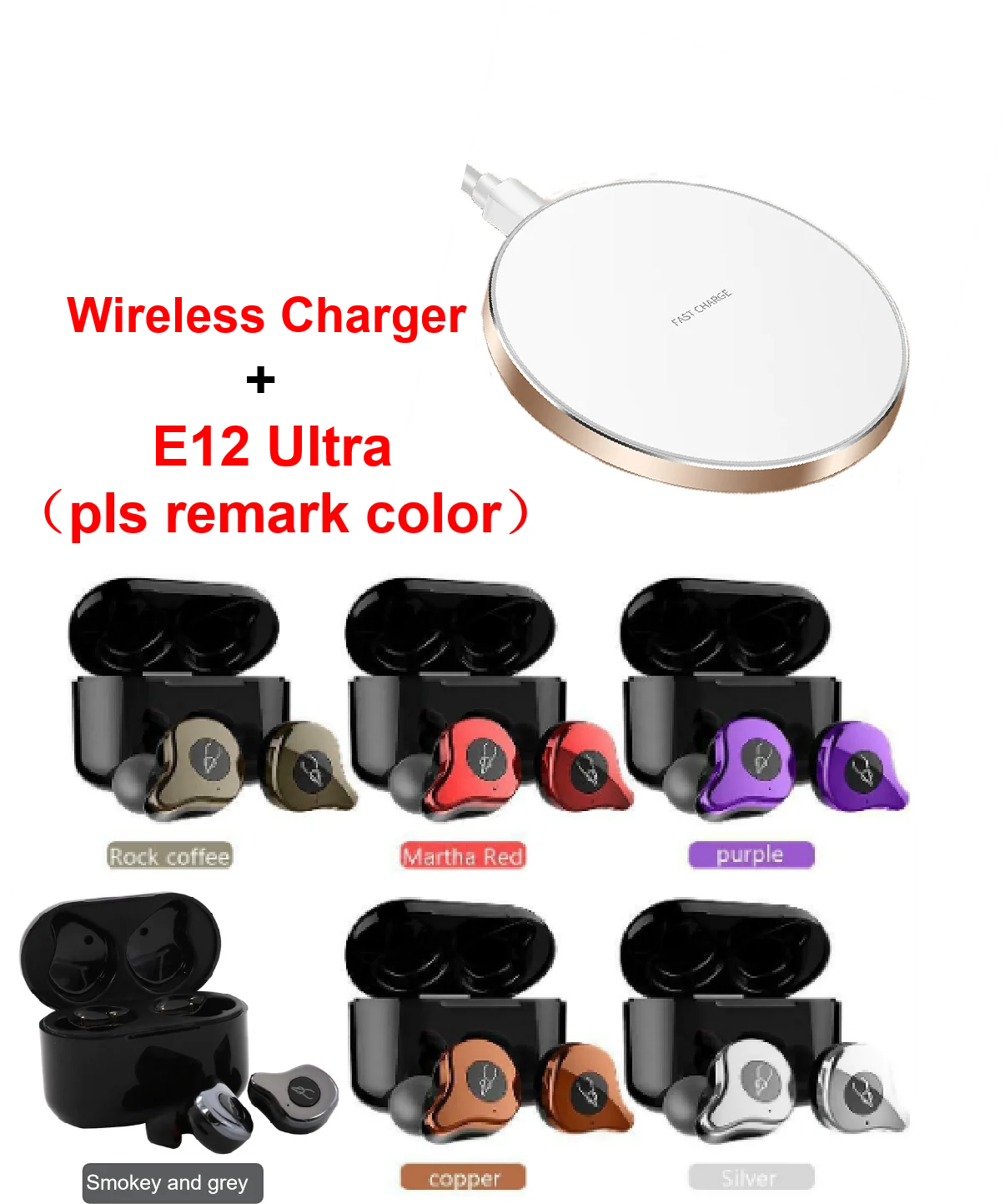 E12 Wireless charger Оригинальная беспроводная гарнитура Sabbat E12 Ultra TWS BT 5,0, Hi-Fi стерео наушники, спортивные наушники с быстрой зарядкой, чехол для бега - Цвет: E12 Wireless charger