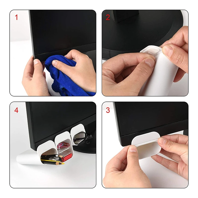 

Screen Pen Pencil Holder Desktop Accessories Storage Box Self-Adhesive Office Supplies Office Storage Rack 3 Pcs