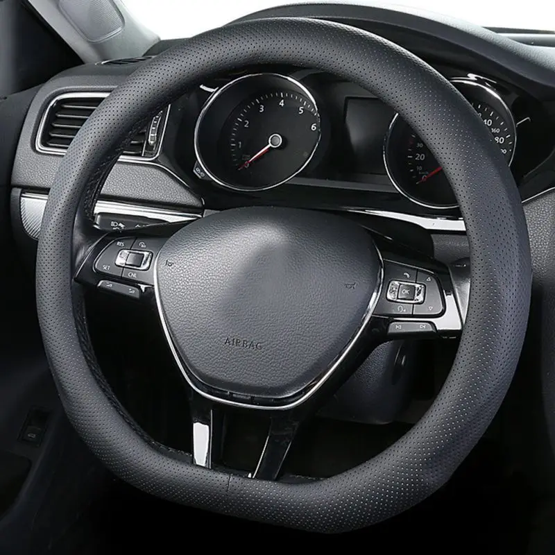 

Carbon Fiber Steering Wheel Cover Leather Soft Breathable For Auto Car