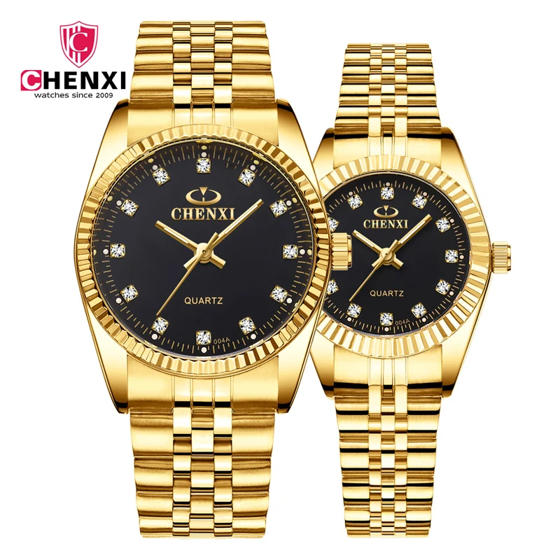 CHENXI Brand Lover Watches Stainless Steel Waterproof Business Watches For Two Lovers Quartz Clock Gold Watch Men Women Luxury chenxi lover watch men women top brand luxury gold couple watches stainless steel band quartz watch reloj de numero para mujer