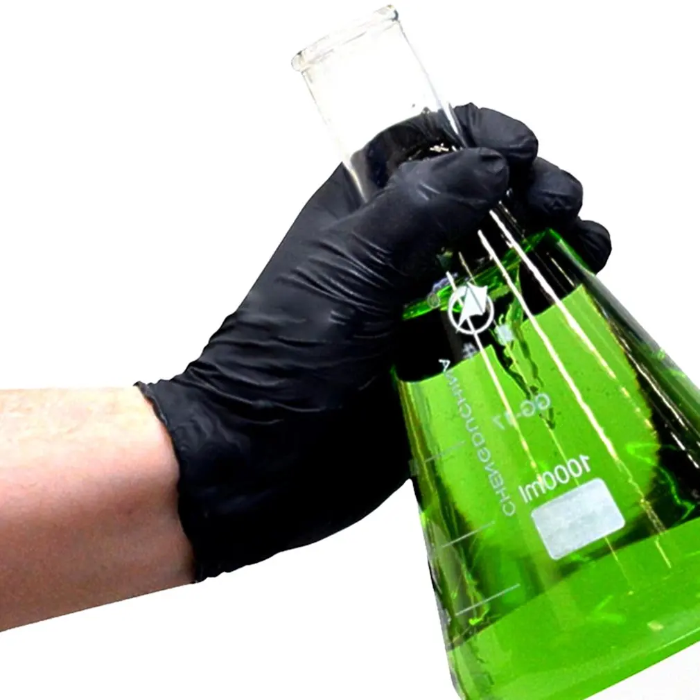 Одноразовые черные перчатки 100 шт бытовые чистящие моющие нитриловые