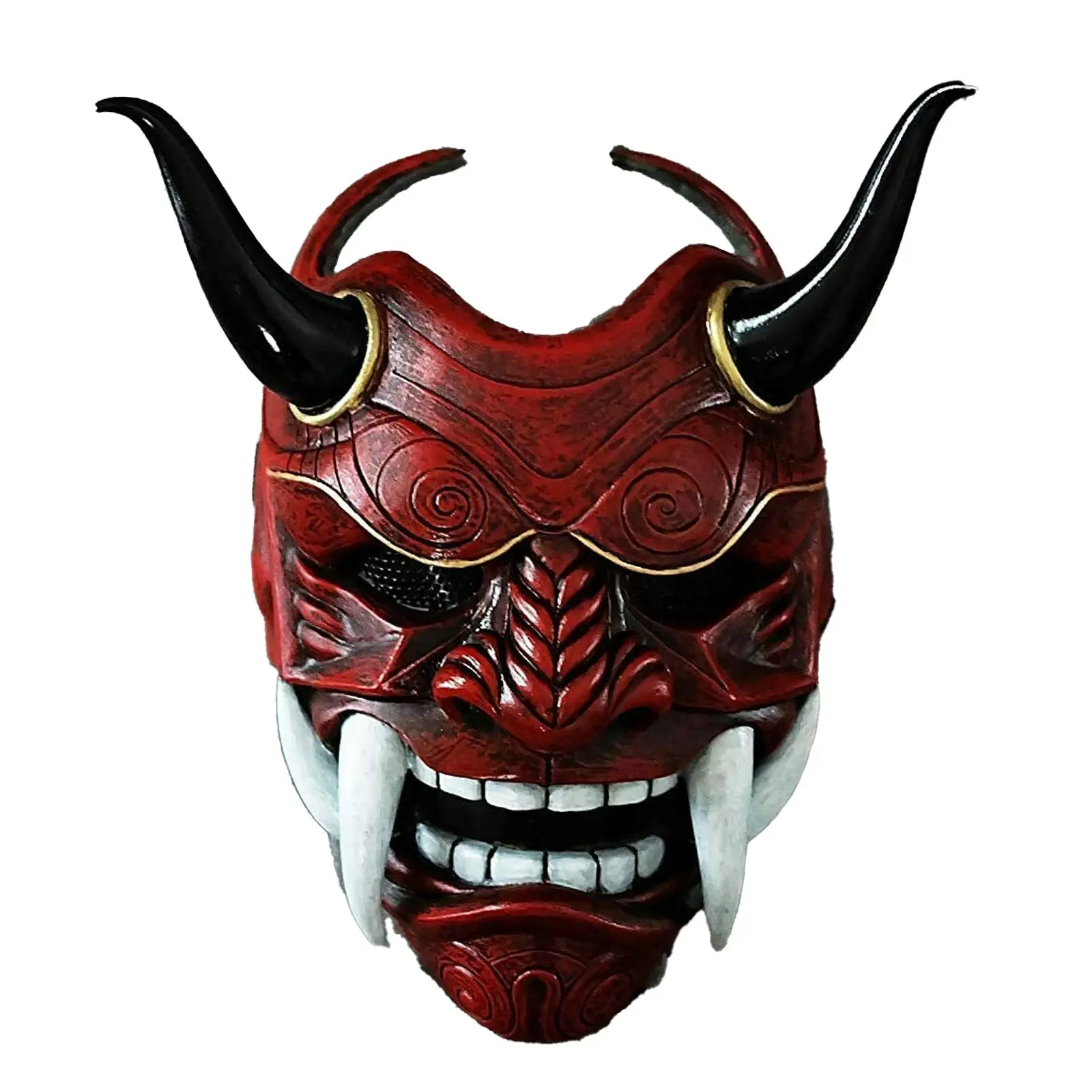 Adult Unisex Halloween Face Masks Japanese Hannya Demon Oni Samurai Noh Kabuki Prajna Devil Mask Latex Party | Дом и сад