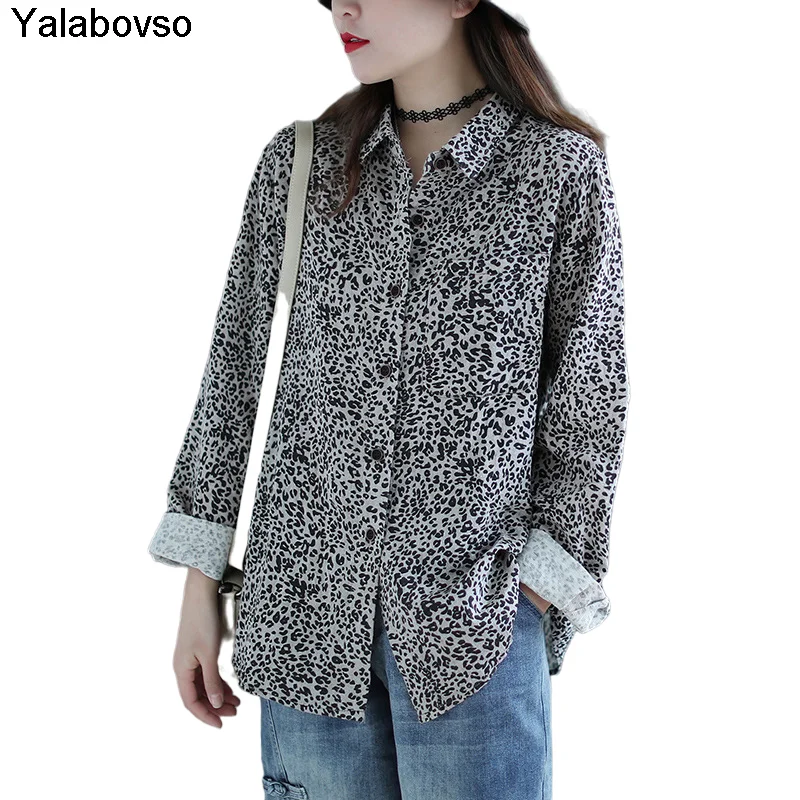 

Single Breasted Blouse For Female Spring Cotton And Linen Casual Shirts Women's Loose Lapel Long Sleeve Small Floral Tops