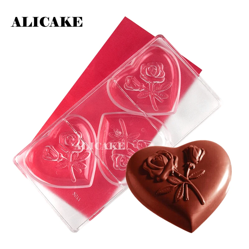 Формочка для шоколада из поликарбоната 3D поднос в форме розового сердца выпечки