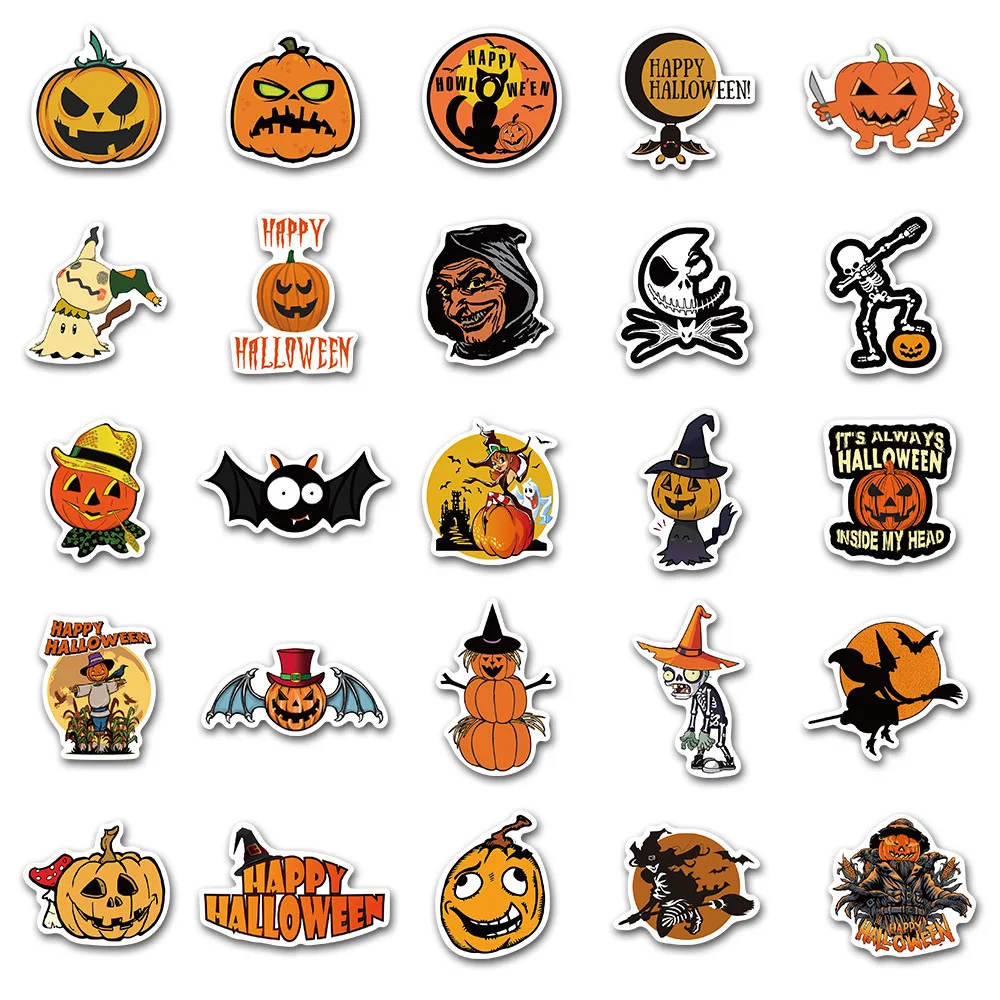 

50 PCs Pumpkin Head Halloween Horror Personalized Stickers Scrapbooking Diary Holiday Gift Deco Stationery Decorative Sticker