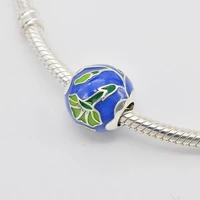 oneyida 925 sterling silver charms blue green lotus beads for diy enamel jewelry making fit original charm bracelet necklace