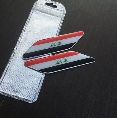 

Pair Iraq Flag Auto Fender Side Emblem Skirts Badge Decal Sticker Car Accessories