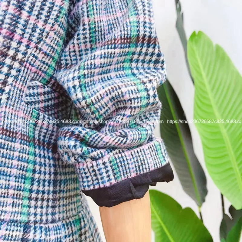 Новинка Осень-зима 2019 двубортный тонкий костюм в ретро стиле для девочек длинное