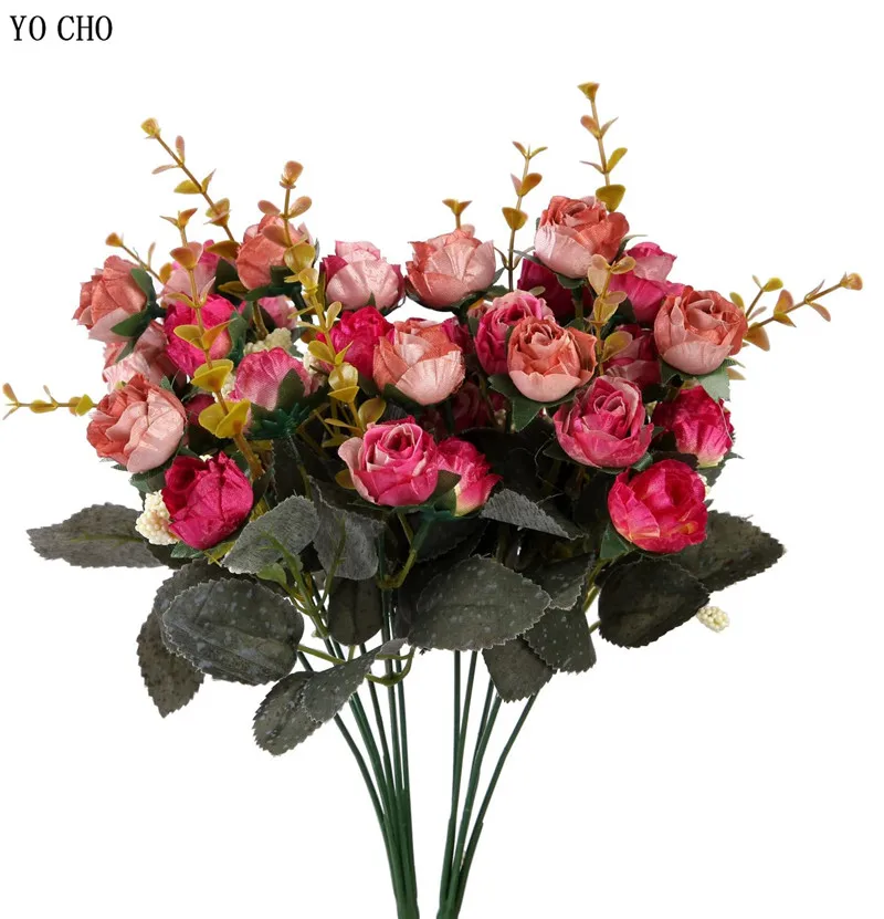 21 голов розы Искусственные цветы букет шелковые цветочные искусственные