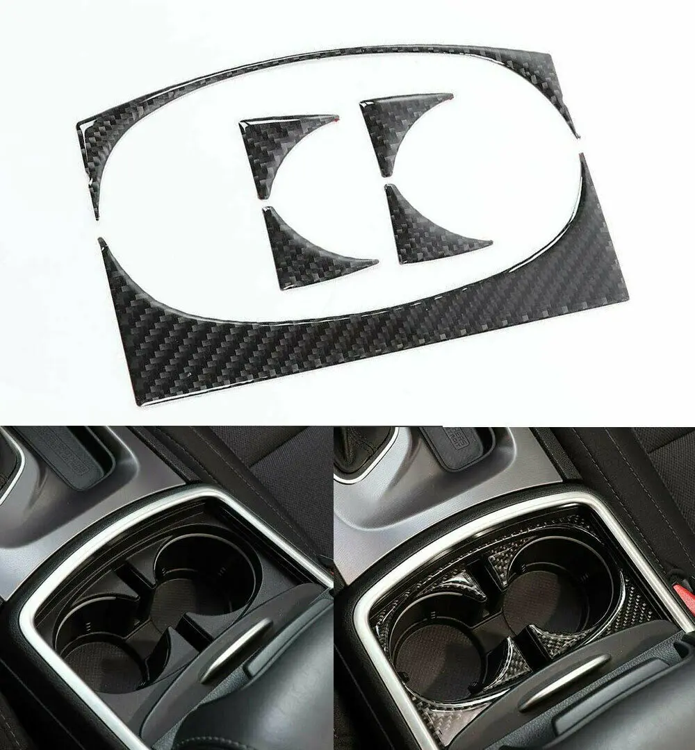 

For 2015-2019 Dodge Charger Real Carbon Fiber Water Cup Holder Panel Trim Cover Car Styling Sticker