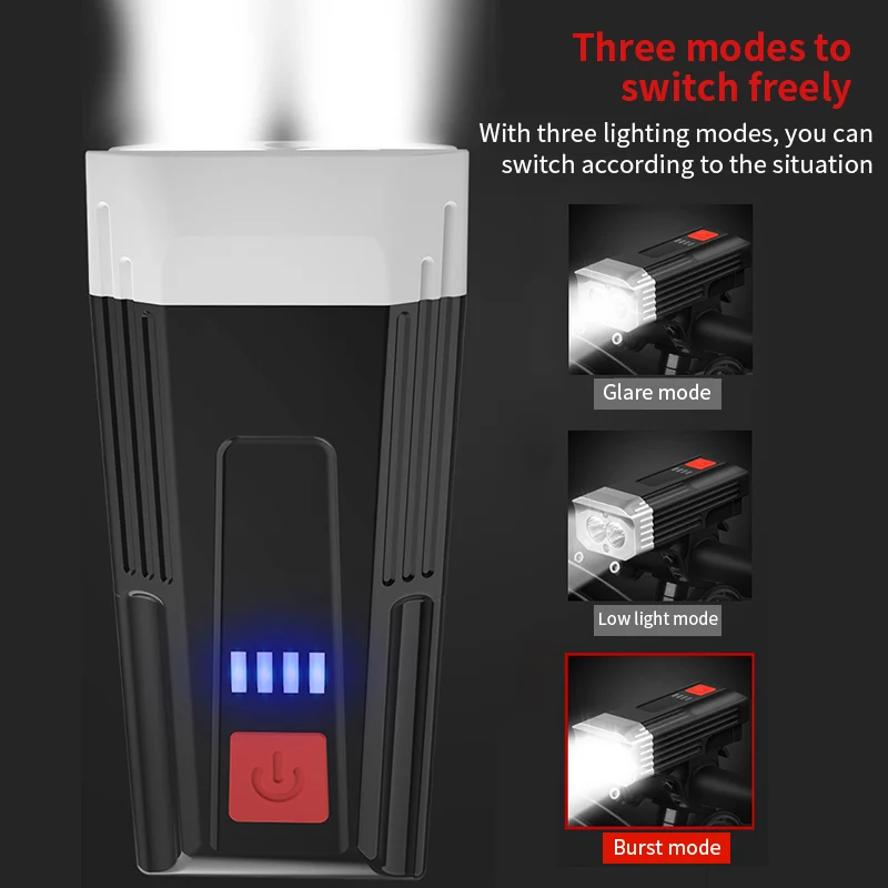 USB Перезаряжаемые руль головной светильник 6000LM передняя фара для велосипеда 2X XM L2