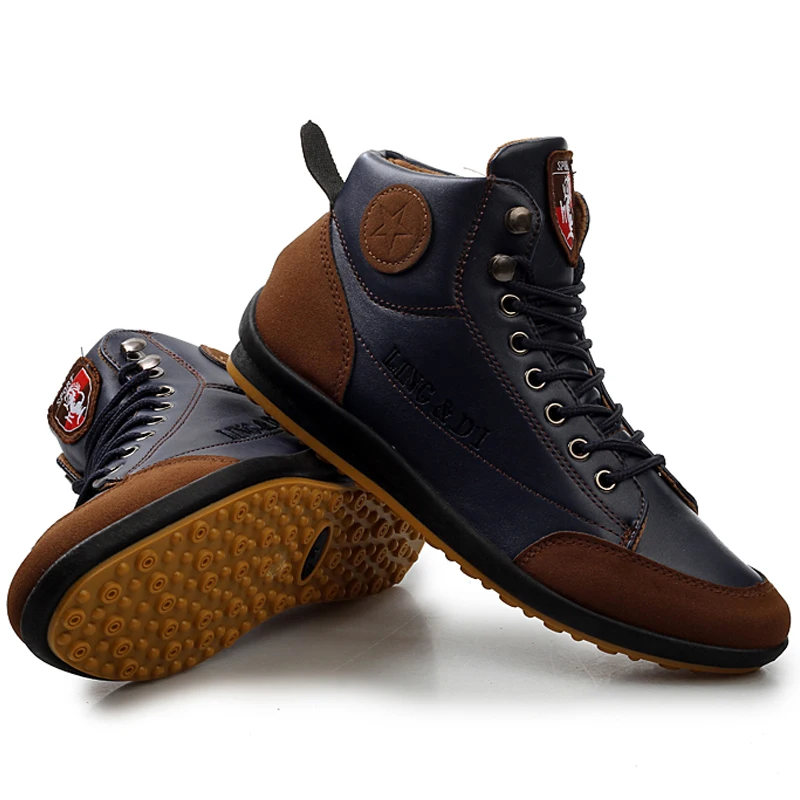 Мужские кожаные ботинки на шнуровке повседневные до щиколотки размер 46 для осени