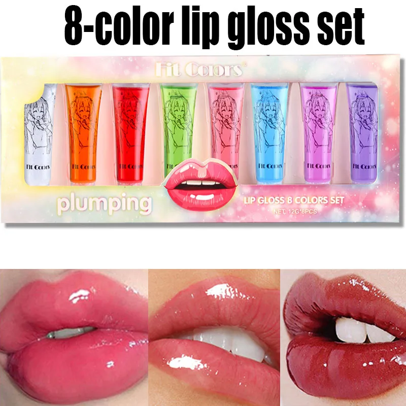 

8 шт. Блестящий глянцевый блеск для губ, блестящий прозрачный зеркальный Увлажняющий блеск для губ, блестящая жидкая помада, масло для губ, т...