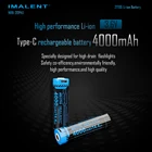 Перезаряжаемый литий-ионный аккумулятор IMALENT, 3,6 В, 100% Новые Оригинальные аккумуляторы, литиевые 4000 мАч, 21700 батареи для фонарика MS03