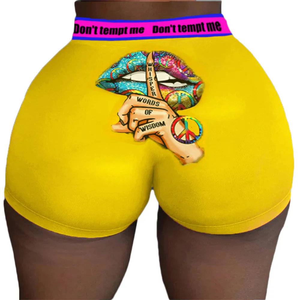 

Women Fun Print Shorts Slim Skinny Letter Summer Casual Style Fitness Clothes Holiday Daily Wear Holiday Sexy Shorts