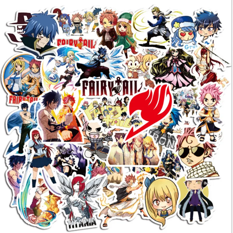 

50 pcs New fairy tail Graffiti Waterproof Skateboard Travel Suitcase Phone Laptop Luggage Stickers Cute Kids Girl Toys