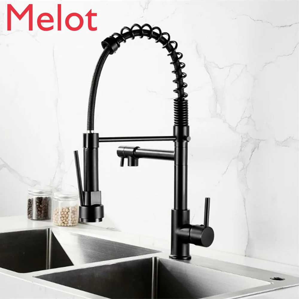 

Spring Pull Down Kitchen Sink Faucet 2 Functions Stream Spray Faucets Crane Black Hot Cold Water Mixer Kitchen Taps