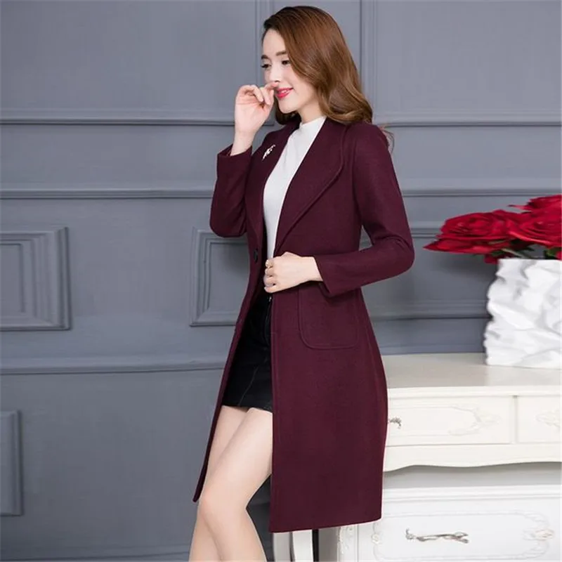 2019 Outerwear Overcoat Autumn Winter Women Wool Coat New Fashion Long Single-breasted Slim Type Coats Female A917 | Женская одежда