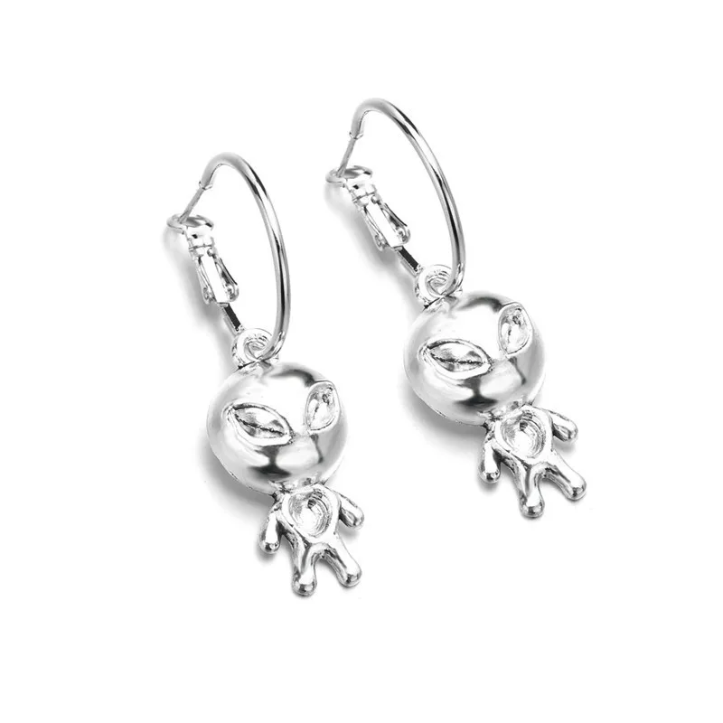 

Korean Fashion Hip Hop Rock 3D Cute Alien Drop hoops Earrings 2021 Trend Charm Women Harajuku Designer earrings Jewelry
