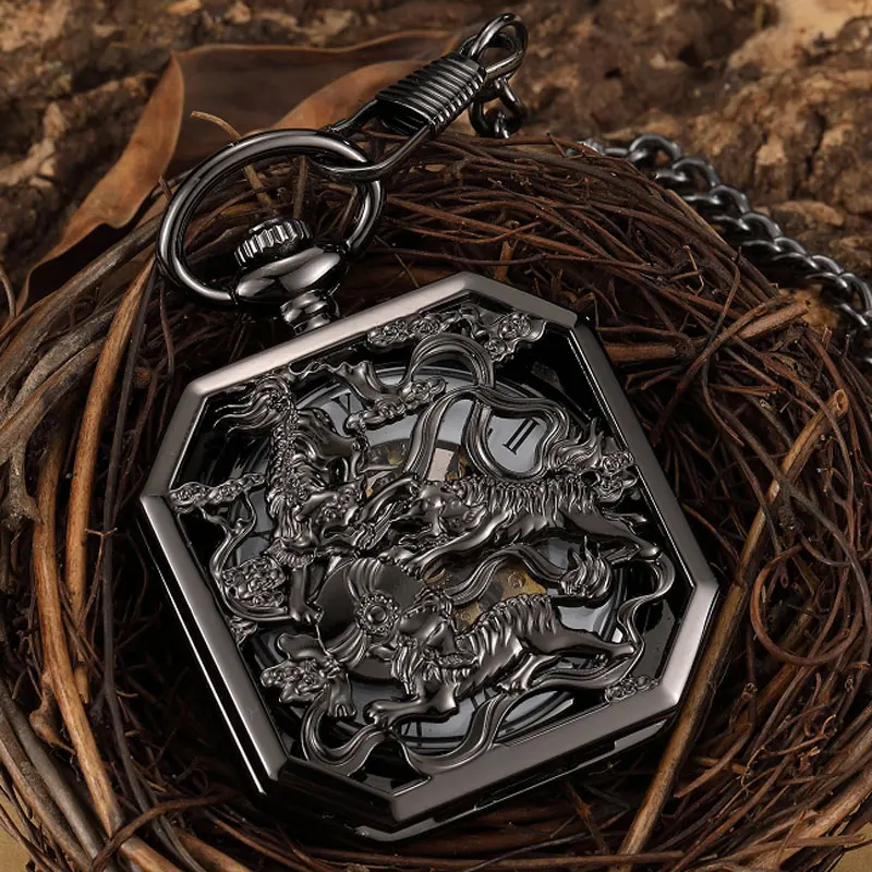 Ретро Серебряный китайский стиль механические карманные часы для мужчин и