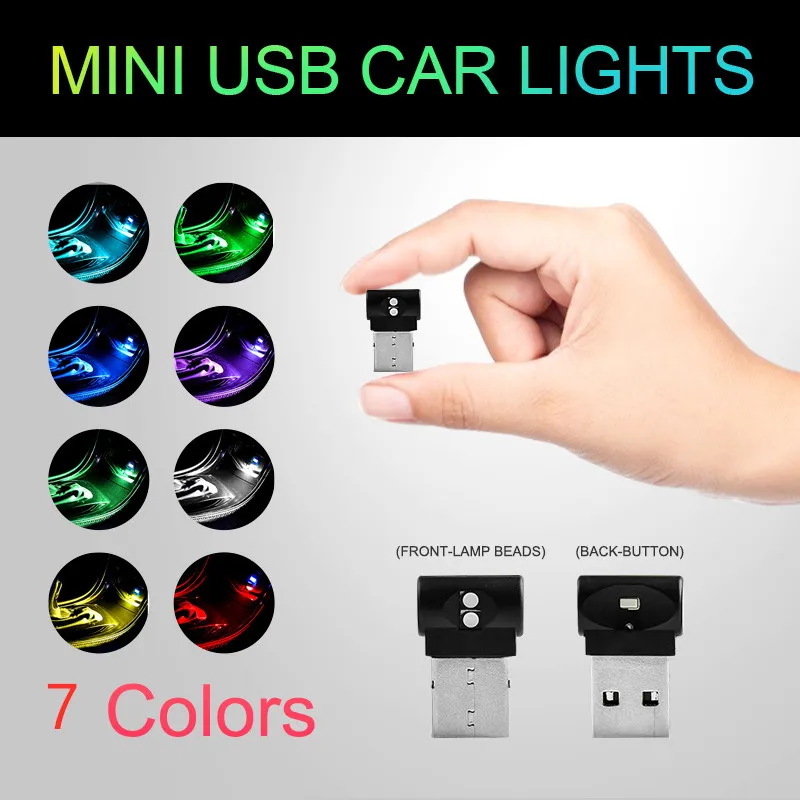 

Mini USB LED Car Light Decorative Lamp Emergency Lighting PC Colorful Neon Light Car Accessories Auto Interior Atmosphere Light