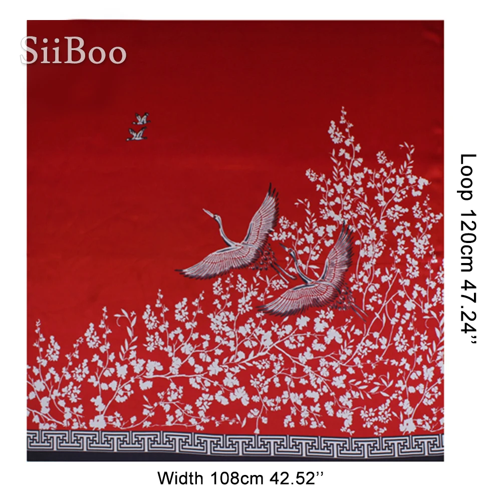 Роскошная красная шелковая ткань из спандекса с цветочным принтом для платья tissu