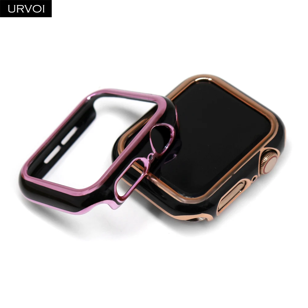 Бампер URVOI для Apple Watch series 6 SE 5 4 3 2 блестящий пластиковый чехол с твердой рамкой iWatch
