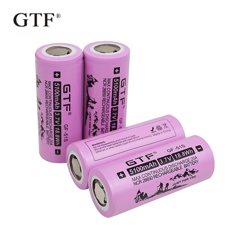 

New mark GF-51S 26650 20a rechargeable lithium battery of energy 26650a, 3.7v 5100ma. Suitable for Lantern