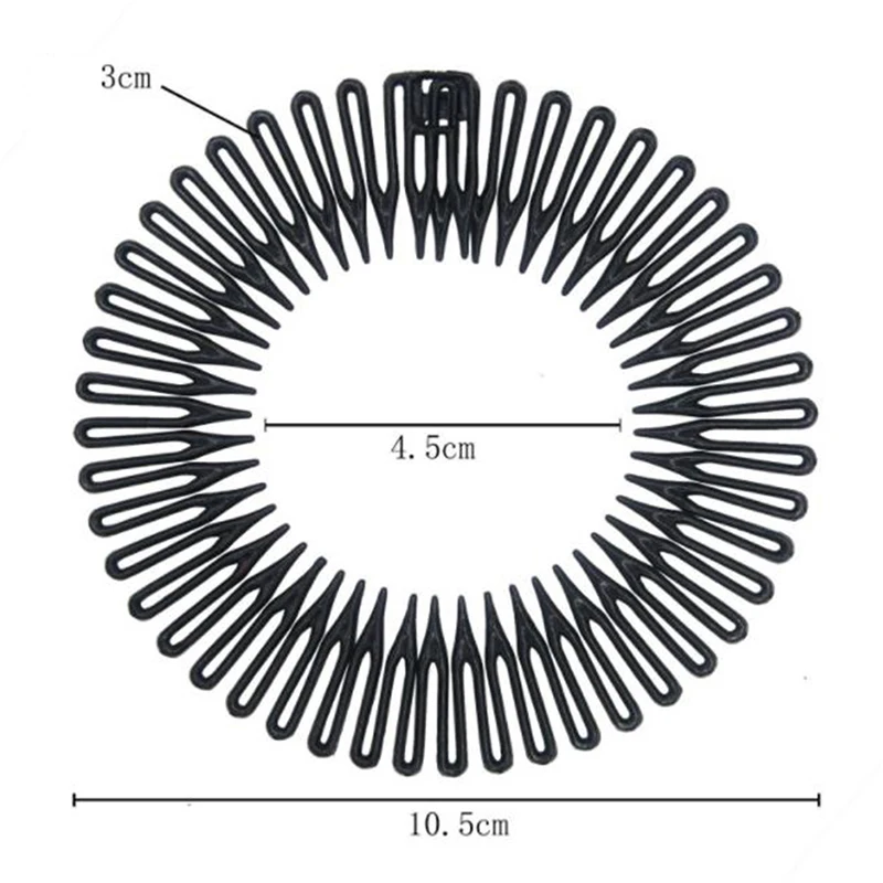 Women Plastic Full Circle Stretch Diamond Flexible Comb Teeth Headband Hair Band Clip Face Wash Fixed Hair Accessories images - 6