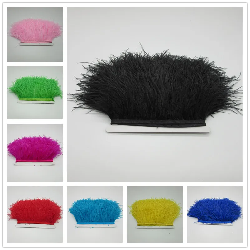 

5/10 Meter Real Ostrich Feather Trim Fringe Height 8-10CM Feather for Dress Clothing Decoration Sewing Craft Accessory Wholesale