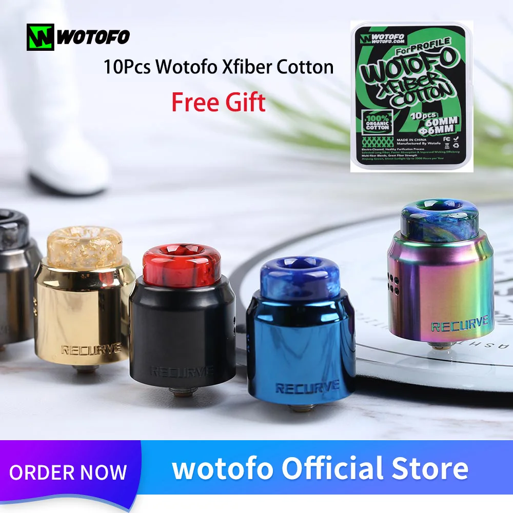 Оригинальный Wotofo Рекурсивный двойной RDA с 10 шт. хлопок Vape бак вапорайзер