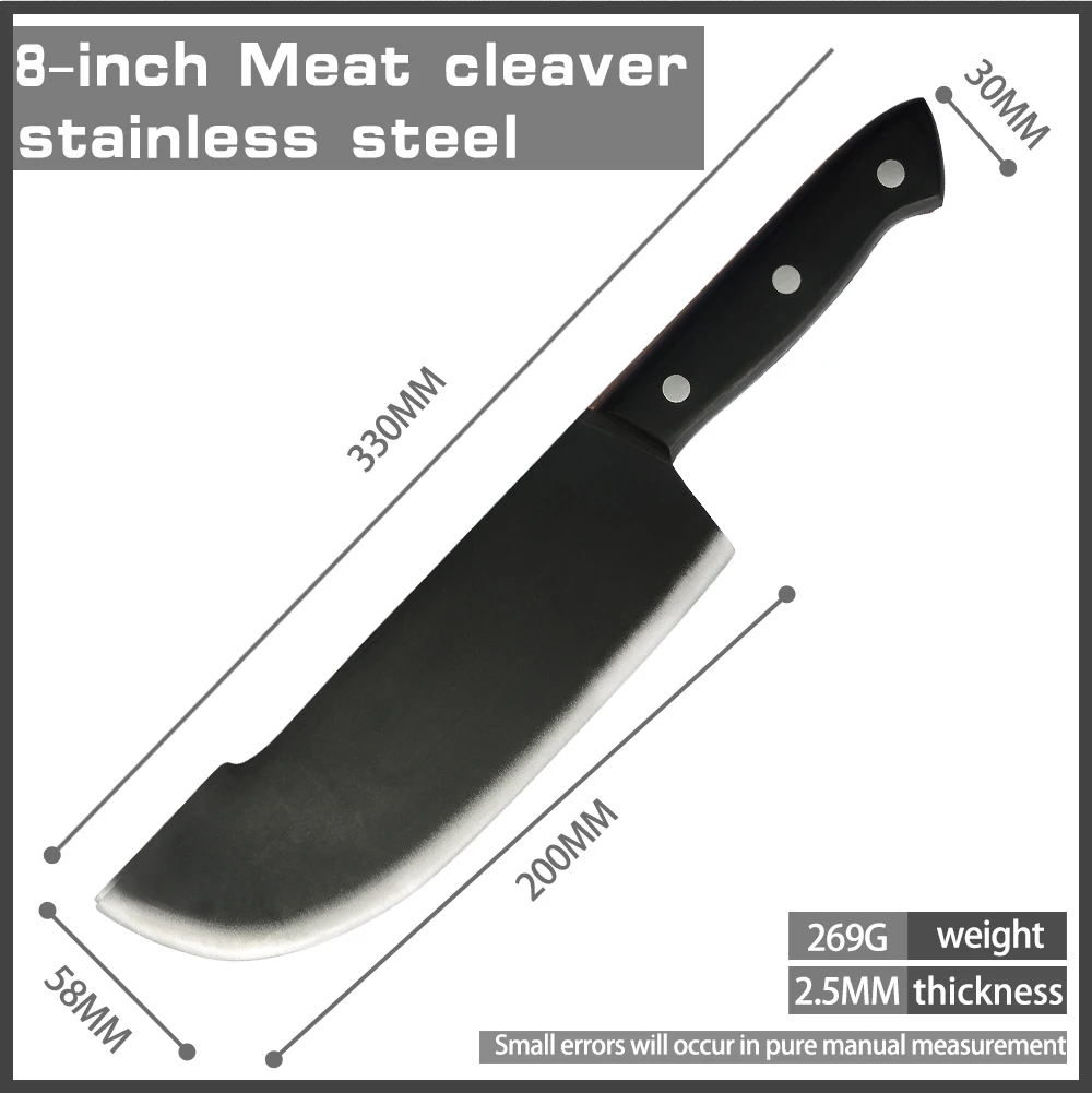 XYj 8'' inch Chef Slicing Knife Kitchen Stainless Steel Full Tang Blade Wood Handle Meat Fish Filleting Sword Hang Hole | Дом и сад