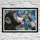 Граффити курительная обезьяна современное искусство на стену декоративный холст плакат и принты забавная живопись животных для дома комнаты роспись картины