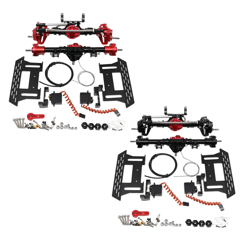 

Alloy Front Rear Axle Assembly Set Pedals Steering Gear Arms for Axial SCX10 II 90046 90047 1:10 Vehicles Car Trucks