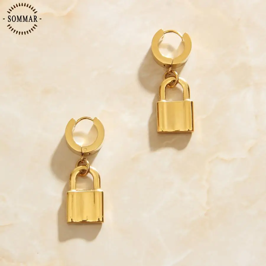 

SOMMAR 2020 Новое поступление 18KGP Золото Цвет Женский замок и круглые свадебные украшения серьги ювелирные изделия