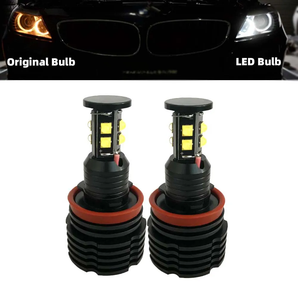 

2pcs 80w LED Angel Eye Marker Highlight Chip 3535 Car Halo Bright Fog Light Bulbs For BMW E90 E92 E82 E60 E70 E71 X5