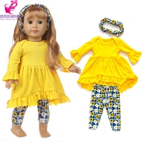 43cm baby new born doll yellow dress with hair band 18 inch american generation girl doll clothes