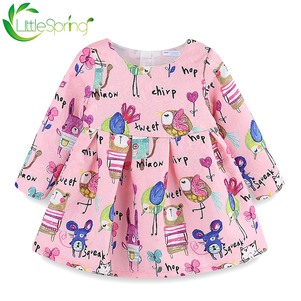 LittleSpring/платье с цветочным рисунком для маленьких девочек Плотное Новогоднее