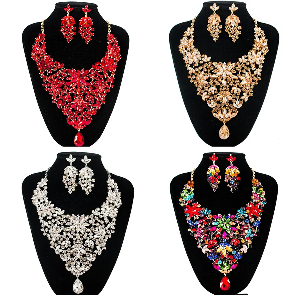 

Серьги в африканском стиле, нигерийские яркие серьги Стразы, чокер для невесты, женские свадебные подарки, набор ювелирных изделий