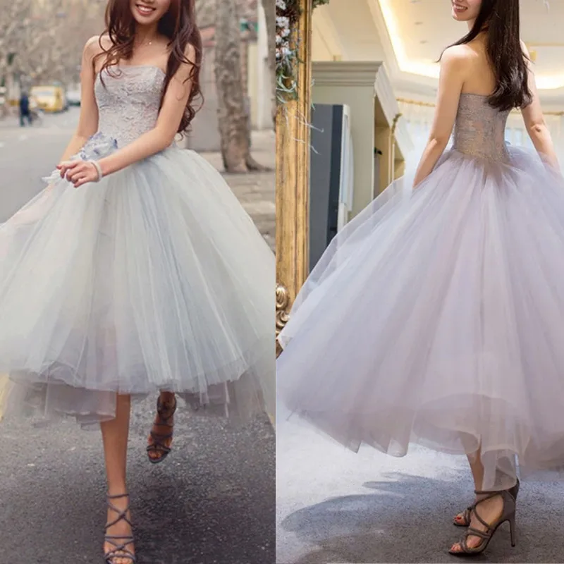 

2019 New short lace sleeveless V-Neck Bridesmaid Dress ever pretty Plus Size ombre dress Party Prom Dress